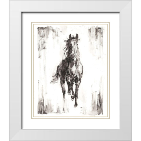 Rustic Black Stallion I White Modern Wood Framed Art Print with Double Matting by Harper, Ethan