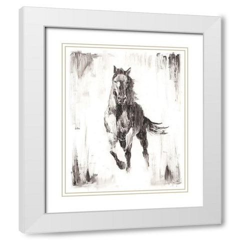 Rustic Black Stallion II White Modern Wood Framed Art Print with Double Matting by Harper, Ethan