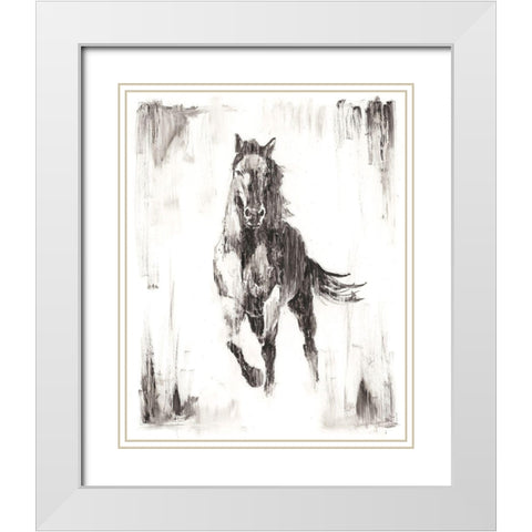 Rustic Black Stallion II White Modern Wood Framed Art Print with Double Matting by Harper, Ethan