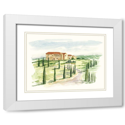 Watercolor Tuscan Villa I White Modern Wood Framed Art Print with Double Matting by Harper, Ethan