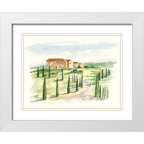Watercolor Tuscan Villa I White Modern Wood Framed Art Print with Double Matting by Harper, Ethan