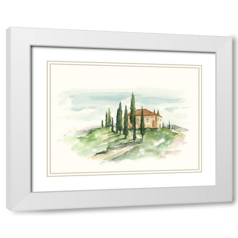 Watercolor Tuscan Villa II White Modern Wood Framed Art Print with Double Matting by Harper, Ethan