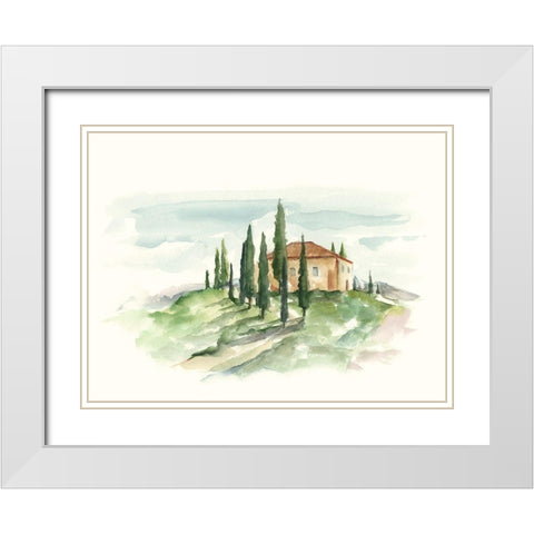 Watercolor Tuscan Villa II White Modern Wood Framed Art Print with Double Matting by Harper, Ethan