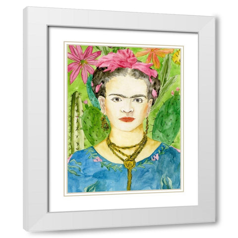 Frida Kahlo II White Modern Wood Framed Art Print with Double Matting by Wang, Melissa