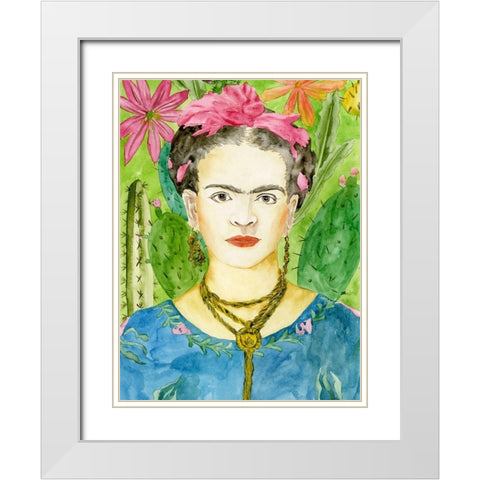 Frida Kahlo II White Modern Wood Framed Art Print with Double Matting by Wang, Melissa