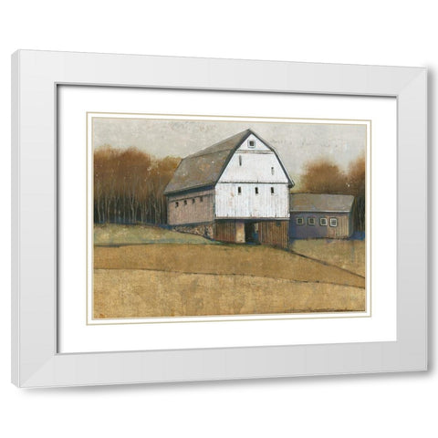 White Barn View II White Modern Wood Framed Art Print with Double Matting by OToole, Tim