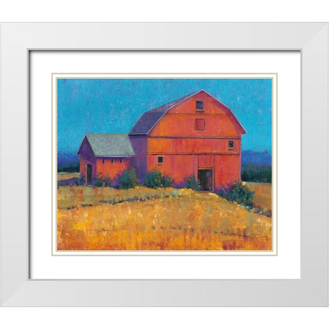 Colorful Barn View I White Modern Wood Framed Art Print with Double Matting by OToole, Tim