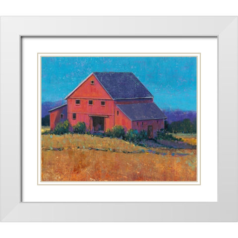 Colorful Barn View II White Modern Wood Framed Art Print with Double Matting by OToole, Tim