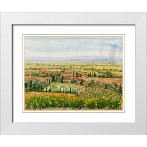 Wine Country View II White Modern Wood Framed Art Print with Double Matting by OToole, Tim