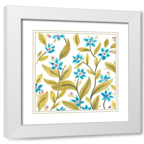 Abbey Floral Tiles IV White Modern Wood Framed Art Print with Double Matting by Vess, June Erica