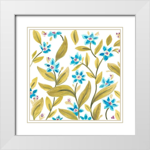 Abbey Floral Tiles IV White Modern Wood Framed Art Print with Double Matting by Vess, June Erica