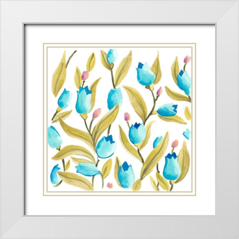 Abbey Floral Tiles VI White Modern Wood Framed Art Print with Double Matting by Vess, June Erica