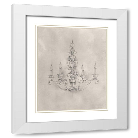 Chandelier Schematic III White Modern Wood Framed Art Print with Double Matting by Harper, Ethan