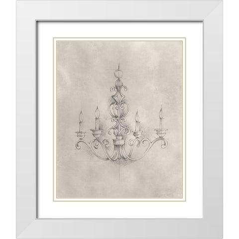 Chandelier Schematic III White Modern Wood Framed Art Print with Double Matting by Harper, Ethan