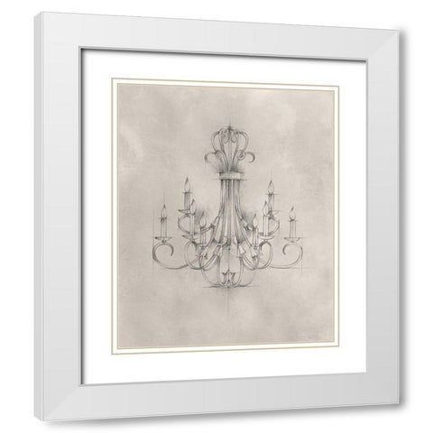 Chandelier Schematic IV White Modern Wood Framed Art Print with Double Matting by Harper, Ethan