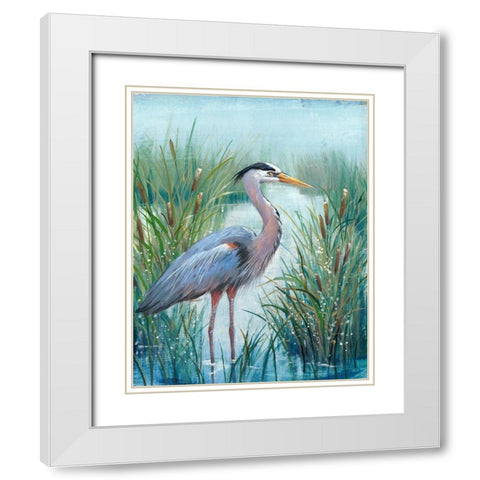 Marsh Heron I White Modern Wood Framed Art Print with Double Matting by OToole, Tim