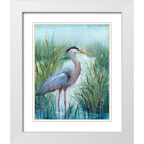 Marsh Heron I White Modern Wood Framed Art Print with Double Matting by OToole, Tim