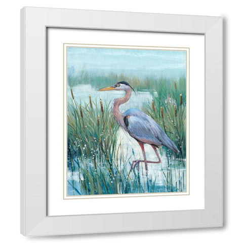 Marsh Heron II White Modern Wood Framed Art Print with Double Matting by OToole, Tim