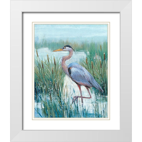 Marsh Heron II White Modern Wood Framed Art Print with Double Matting by OToole, Tim