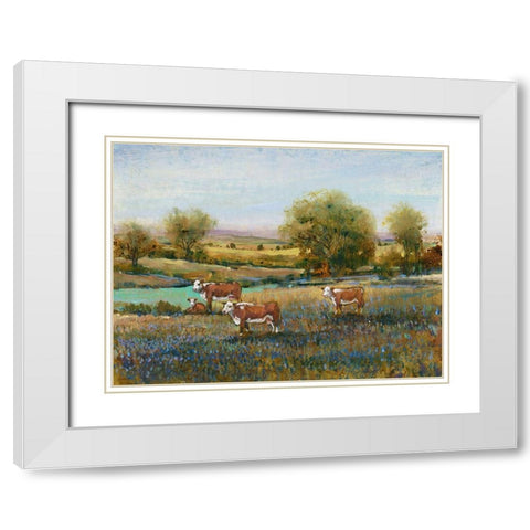 Field of Cattle II White Modern Wood Framed Art Print with Double Matting by OToole, Tim