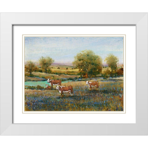 Field of Cattle II White Modern Wood Framed Art Print with Double Matting by OToole, Tim