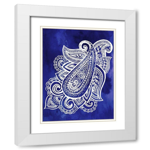 Indigo Paisley I White Modern Wood Framed Art Print with Double Matting by Parker, Jennifer Paxton