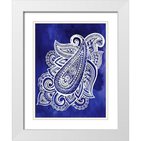 Indigo Paisley I White Modern Wood Framed Art Print with Double Matting by Parker, Jennifer Paxton