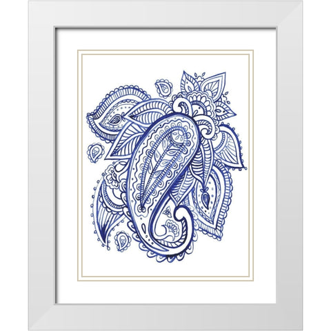 Indigo Paisley IV White Modern Wood Framed Art Print with Double Matting by Parker, Jennifer Paxton