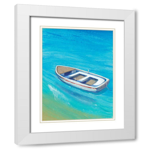 Anchored Dingy I White Modern Wood Framed Art Print with Double Matting by OToole, Tim