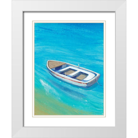 Anchored Dingy I White Modern Wood Framed Art Print with Double Matting by OToole, Tim