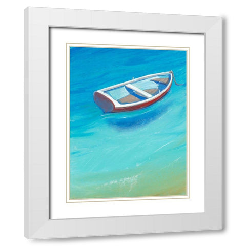 Anchored Dingy II White Modern Wood Framed Art Print with Double Matting by OToole, Tim