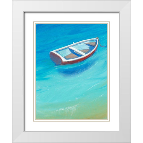 Anchored Dingy II White Modern Wood Framed Art Print with Double Matting by OToole, Tim