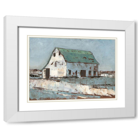 Plein Air Barn II White Modern Wood Framed Art Print with Double Matting by Harper, Ethan