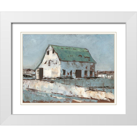 Plein Air Barn II White Modern Wood Framed Art Print with Double Matting by Harper, Ethan