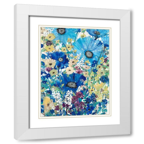 Garden Blues I White Modern Wood Framed Art Print with Double Matting by OToole, Tim