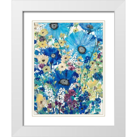 Garden Blues I White Modern Wood Framed Art Print with Double Matting by OToole, Tim