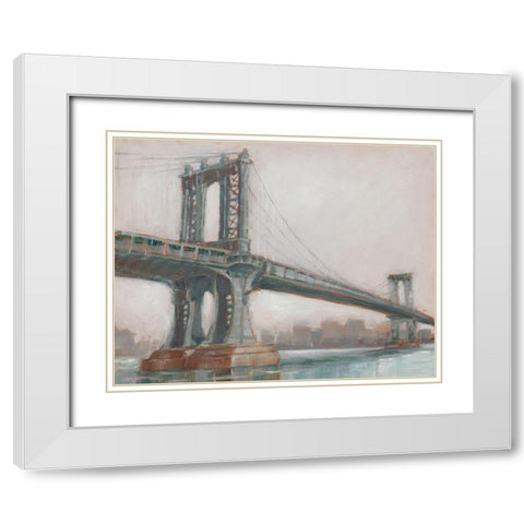 Spanning the East River II White Modern Wood Framed Art Print with Double Matting by Harper, Ethan