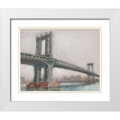 Spanning the East River II White Modern Wood Framed Art Print with Double Matting by Harper, Ethan