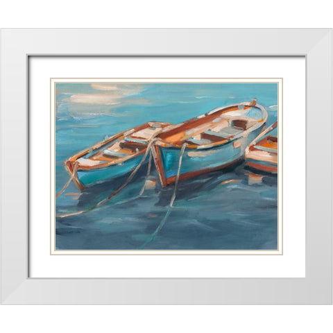 Tethered Row Boats I White Modern Wood Framed Art Print with Double Matting by Harper, Ethan