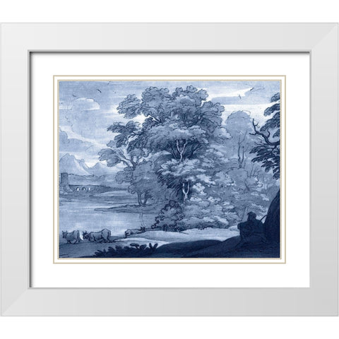 Pastoral Toile II White Modern Wood Framed Art Print with Double Matting by Lorrain, Claude