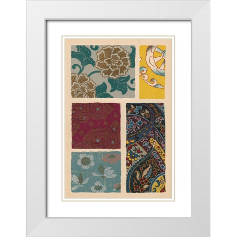 Japanese Textile Design I White Modern Wood Framed Art Print with Double Matting by Seizan, Ema