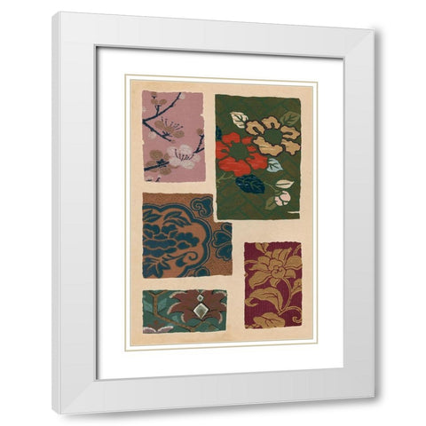 Japanese Textile Design II White Modern Wood Framed Art Print with Double Matting by Seizan, Ema