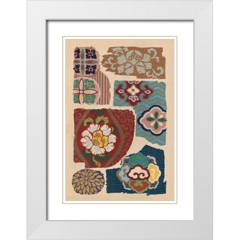 Japanese Textile Design III White Modern Wood Framed Art Print with Double Matting by Seizan, Ema
