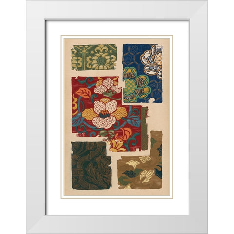 Japanese Textile Design IV White Modern Wood Framed Art Print with Double Matting by Seizan, Ema