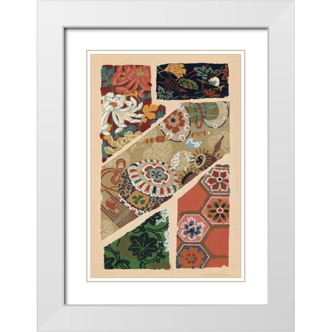 Japanese Textile Design V White Modern Wood Framed Art Print with Double Matting by Seizan, Ema