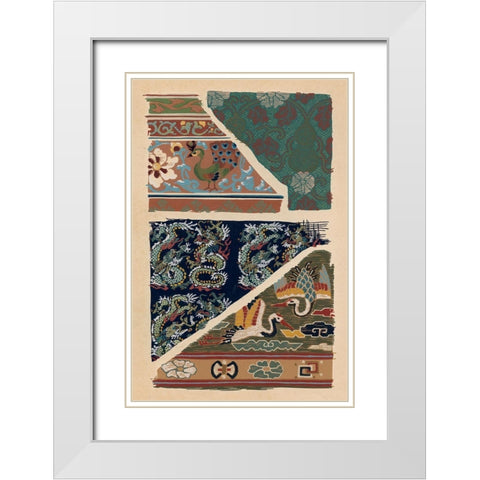 Japanese Textile Design VI White Modern Wood Framed Art Print with Double Matting by Seizan, Ema