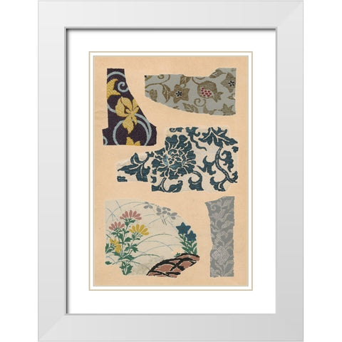 Japanese Textile Design VII White Modern Wood Framed Art Print with Double Matting by Seizan, Ema