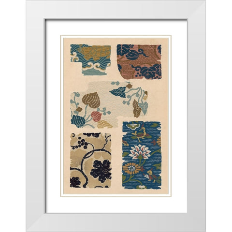 Japanese Textile Design VIII White Modern Wood Framed Art Print with Double Matting by Seizan, Ema
