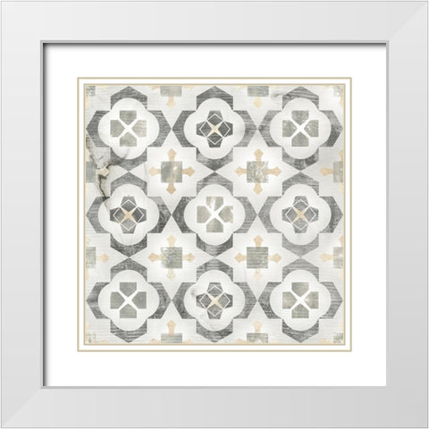 Marble Tile Design I White Modern Wood Framed Art Print with Double Matting by Vess, June Erica