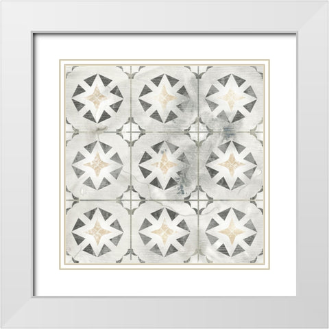 Marble Tile Design II White Modern Wood Framed Art Print with Double Matting by Vess, June Erica